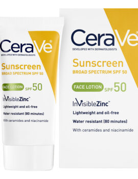 CeraVe Sunscreen Face Lotion SPF 50 2 oz with Zinc Oxide, Niacinamide and Ceramides for Broad Spectrum Sun Protection